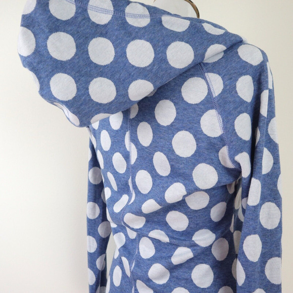 Betabrand Size M Cowl Neck Sweatshirt Tunic Blue White Polka Dot - Picture 6 of 10
